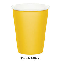 96ct Bulk Value Friendly School Bus Yellow 9 oz Hot & Cold Cups