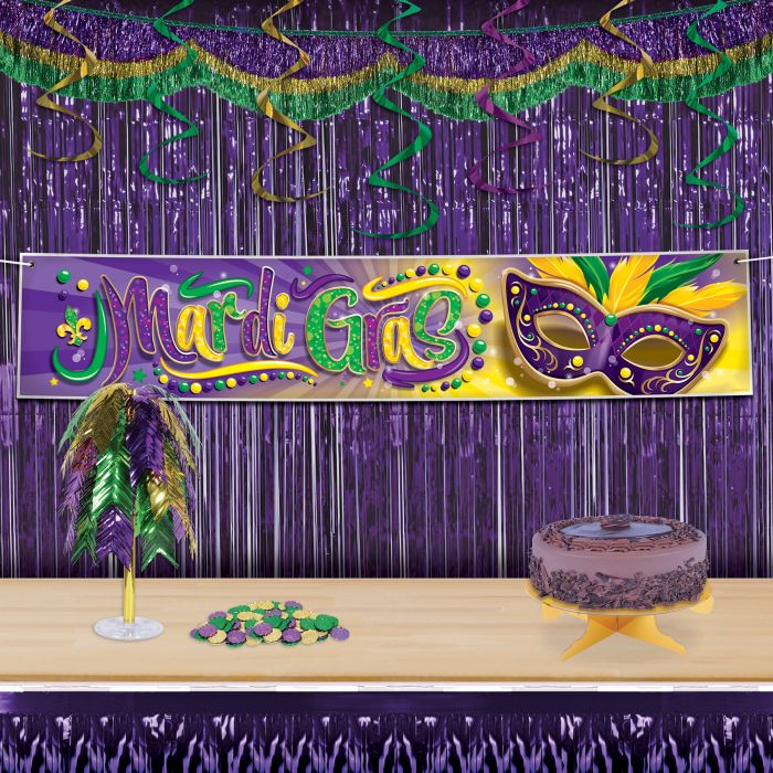Mardi Gras 72.5 inch Tinsel Fringe Bunting