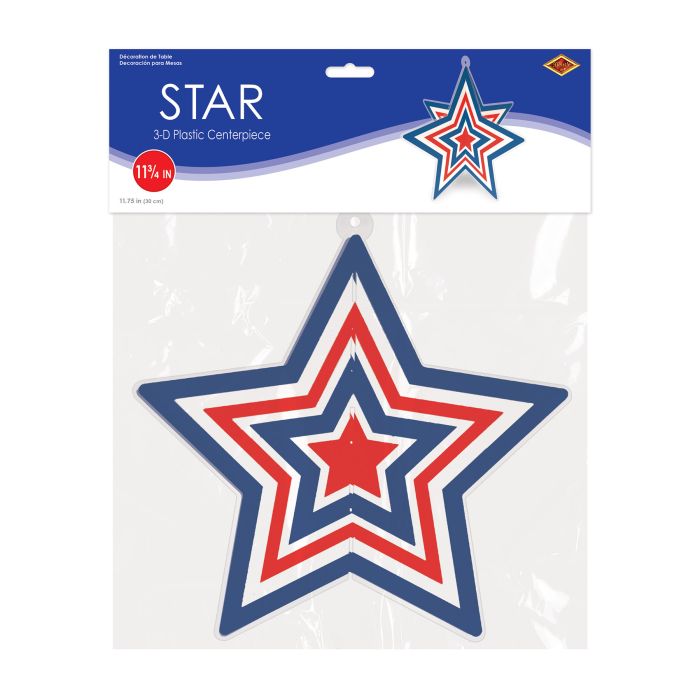 Red, White and Blue 3-D Plastic Star Centerpiece