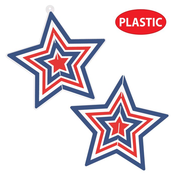 Red, White and Blue 3-D Plastic Star Centerpiece