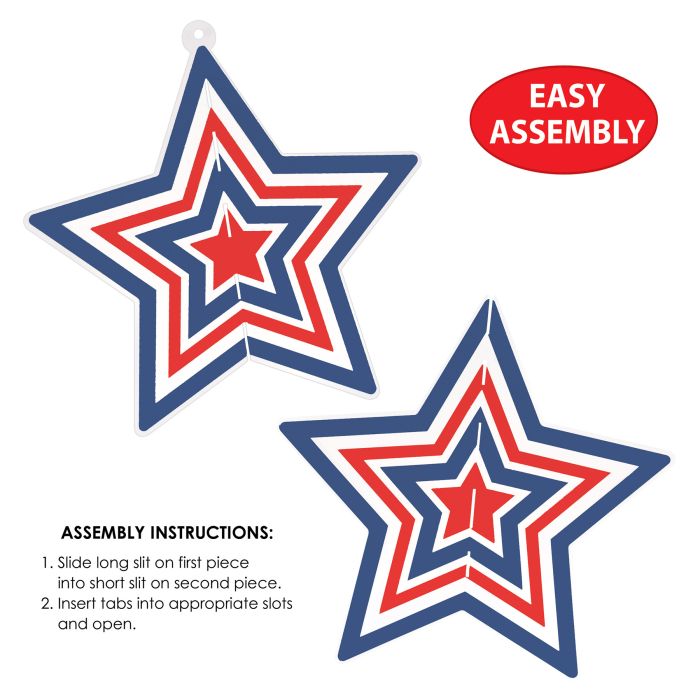 Red, White and Blue 3-D Plastic Star Centerpiece
