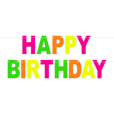 Neon Happy Birthday Streamer (1 per package)