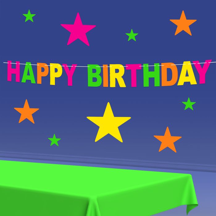 Neon Happy Birthday Streamer