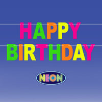 Neon Happy Birthday Streamer