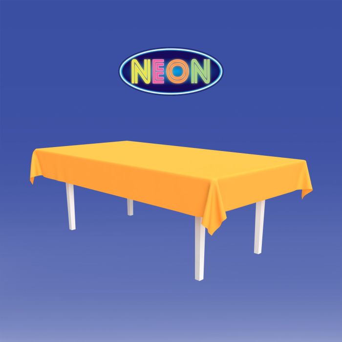 Neon Orange Plastic Rectangular Tablecover