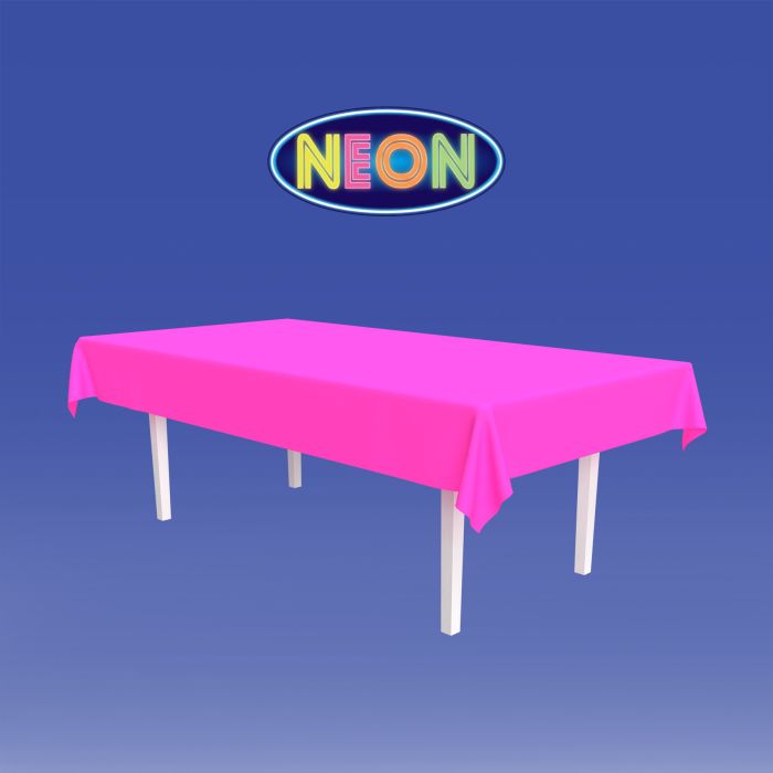 Neon Pink Plastic Rectangular Tablecover