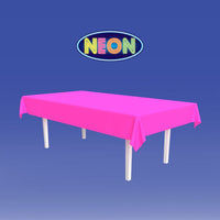 Neon Pink Plastic Rectangular Tablecover