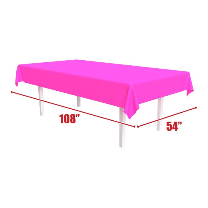 Neon Pink Plastic Rectangular Tablecover