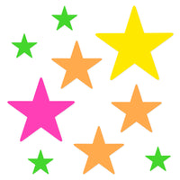 Neon Star Cutout Decorations (9 per package)