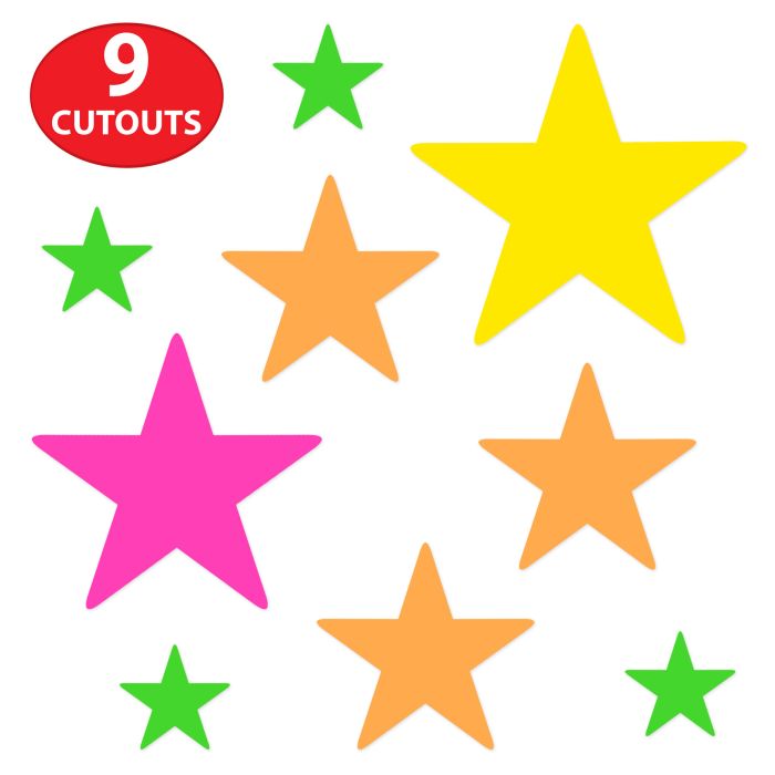 Neon Star Cutout Decorations
