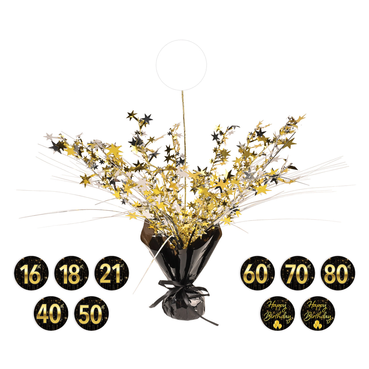Happy Birthday Gleam 'N Spray Centerpiece (1 per package)