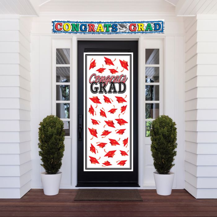 Red Congrats Grad Door Cover