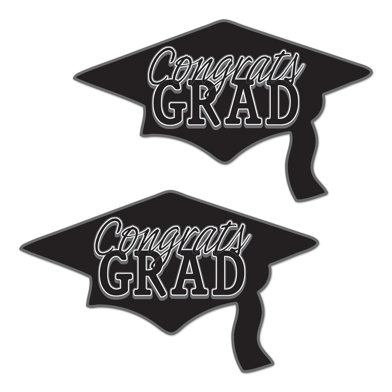 Black Congrats Grad Cutout Decorations (2 per package)
