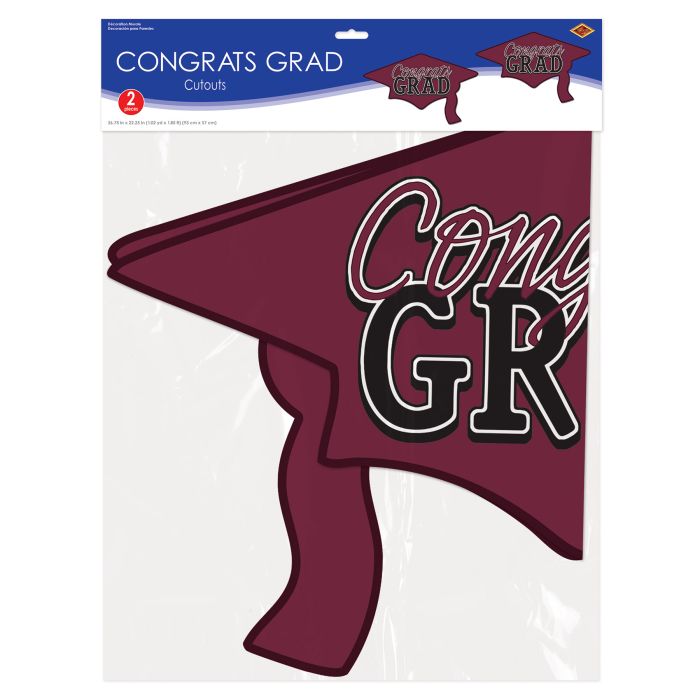 Burgundy Congrats Grad Cutout Decorations