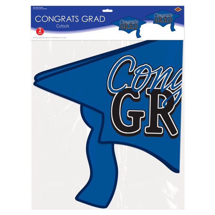 Blue Congrats Grad Cutout Decorations