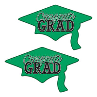 Green Congrats Grad Cutout Decorations (2 per package)