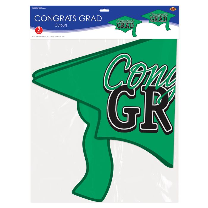 Green Congrats Grad Cutout Decorations