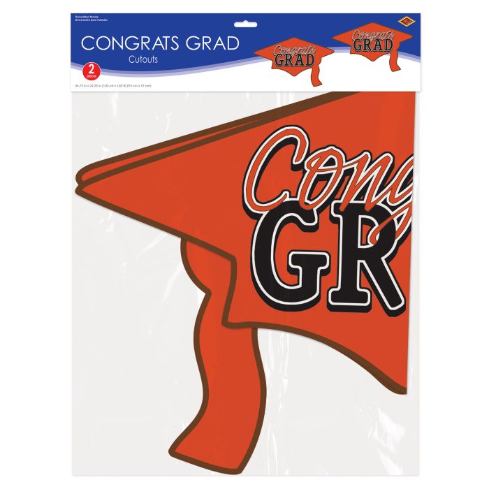 Orange Congrats Grad Cutout Decorations
