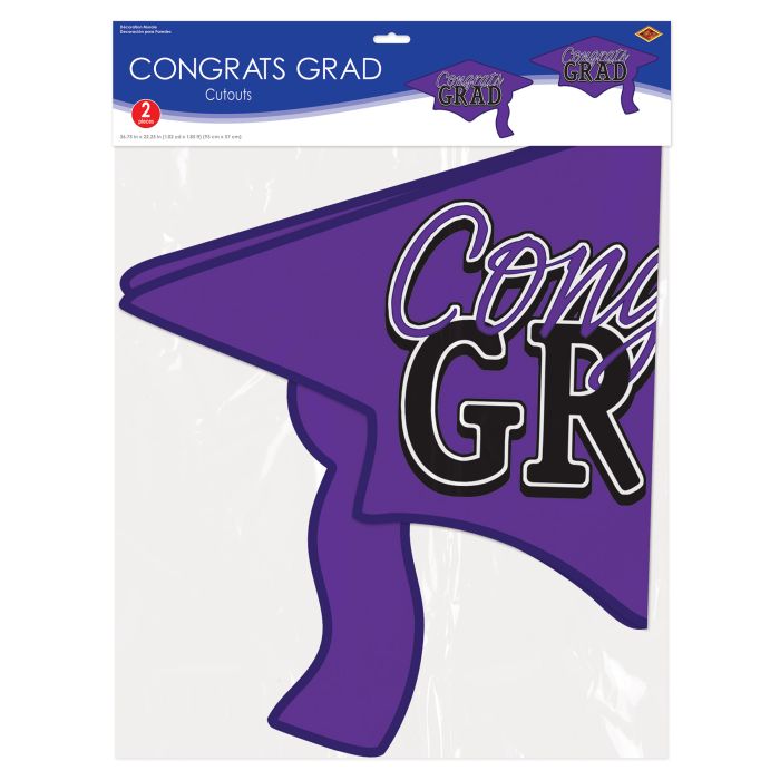 Purple Congrats Grad Cutout Decorations
