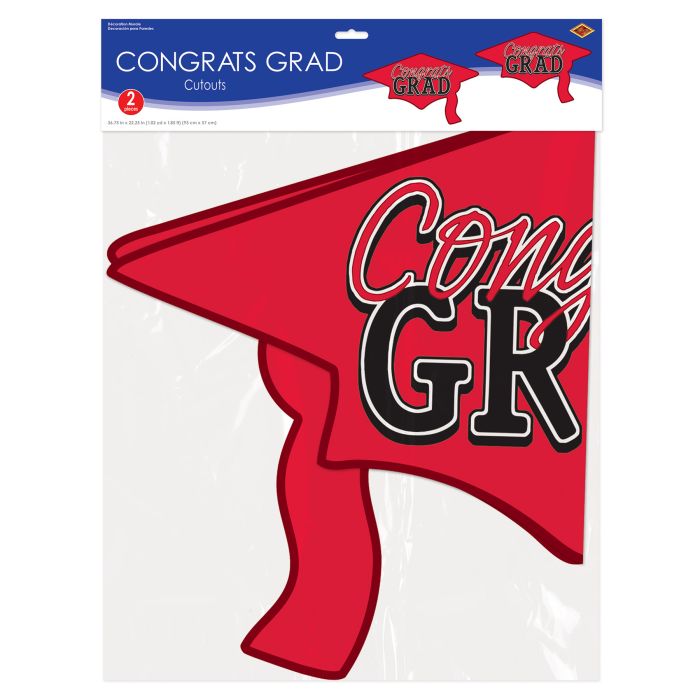 Red Congrats Grad Cutout Decorations