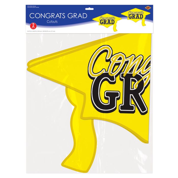 Yellow Congrats Grad Cutout Decorations