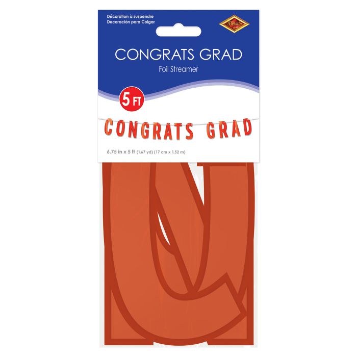 Orange Foil Congrats Grad Streamer