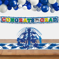 Blue Grad Cap Mini Cascade Centerpiece
