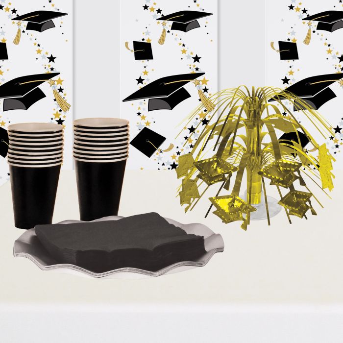 Gold Grad Cap Mini Cascade Centerpiece