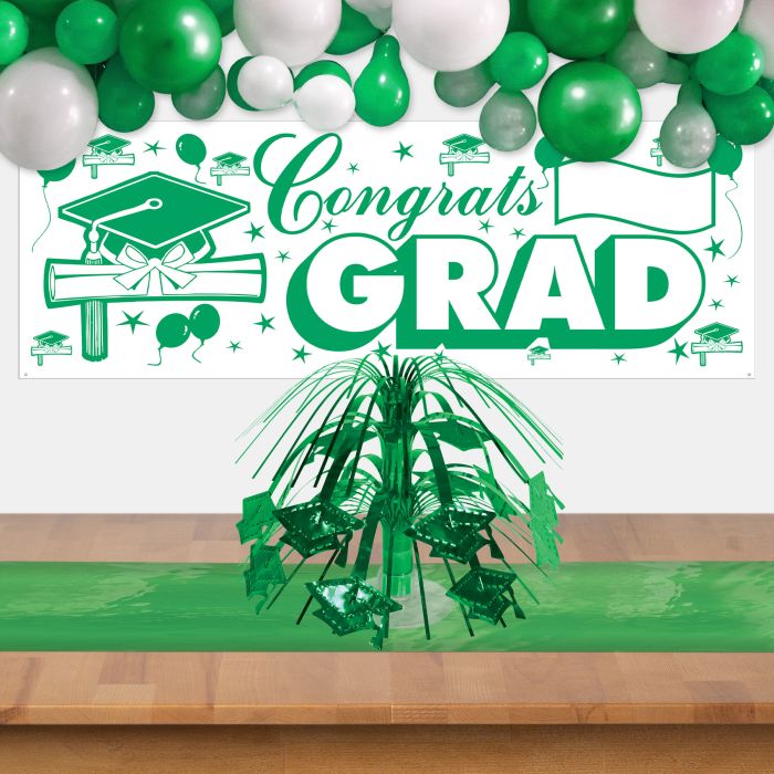 Green Grad Cap Mini Cascade Centerpiece