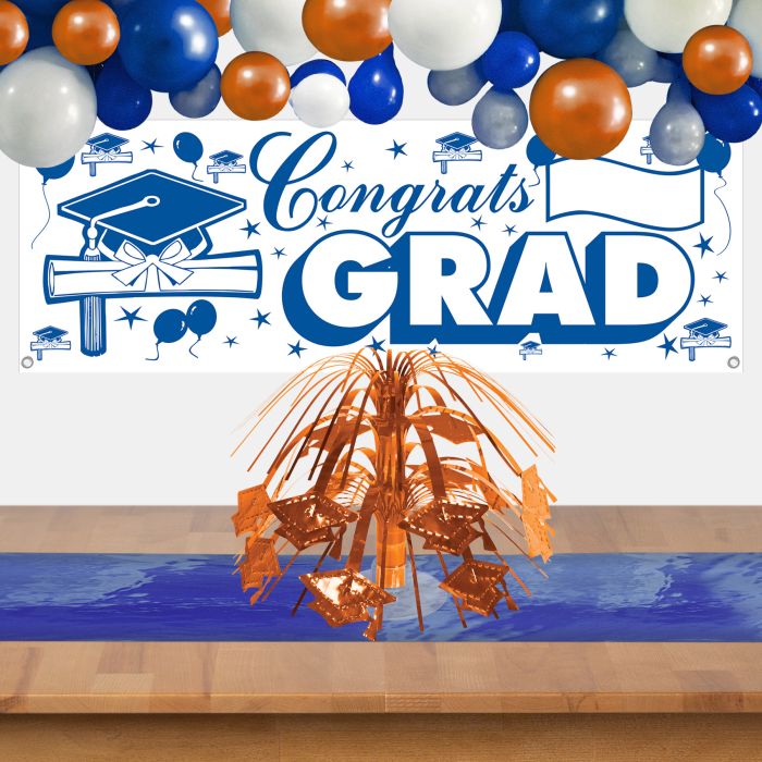 Orange Grad Cap Mini Cascade Centerpiece
