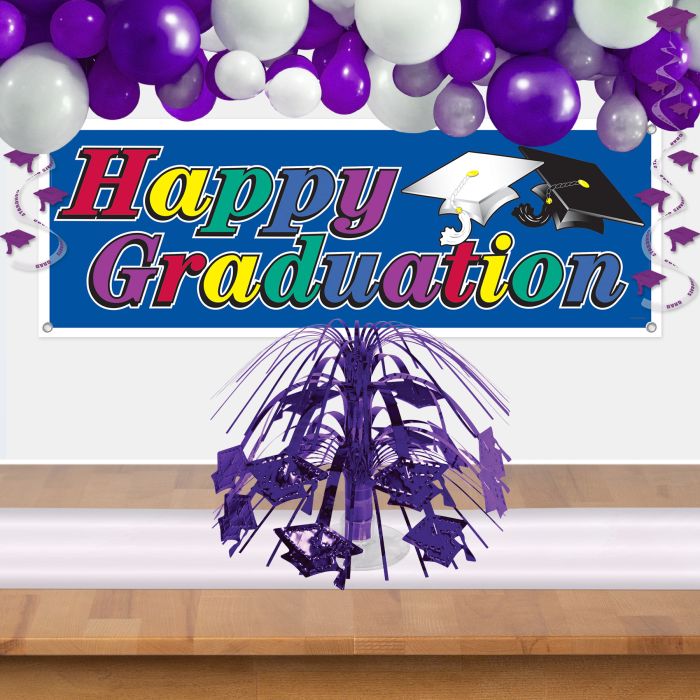 Purple Grad Cap Mini Cascade Centerpiece
