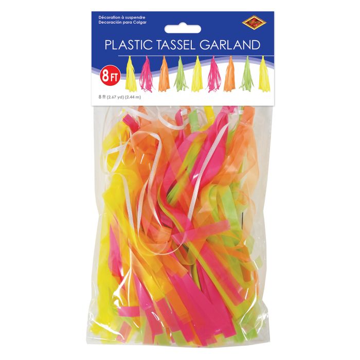 Neon Plastic 8ft Tassel Garland
