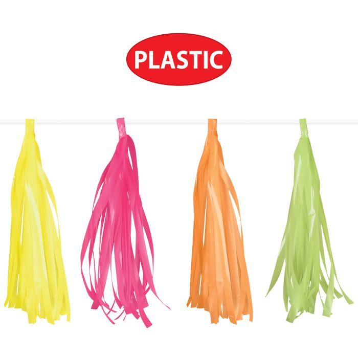 Neon Plastic 8ft Tassel Garland