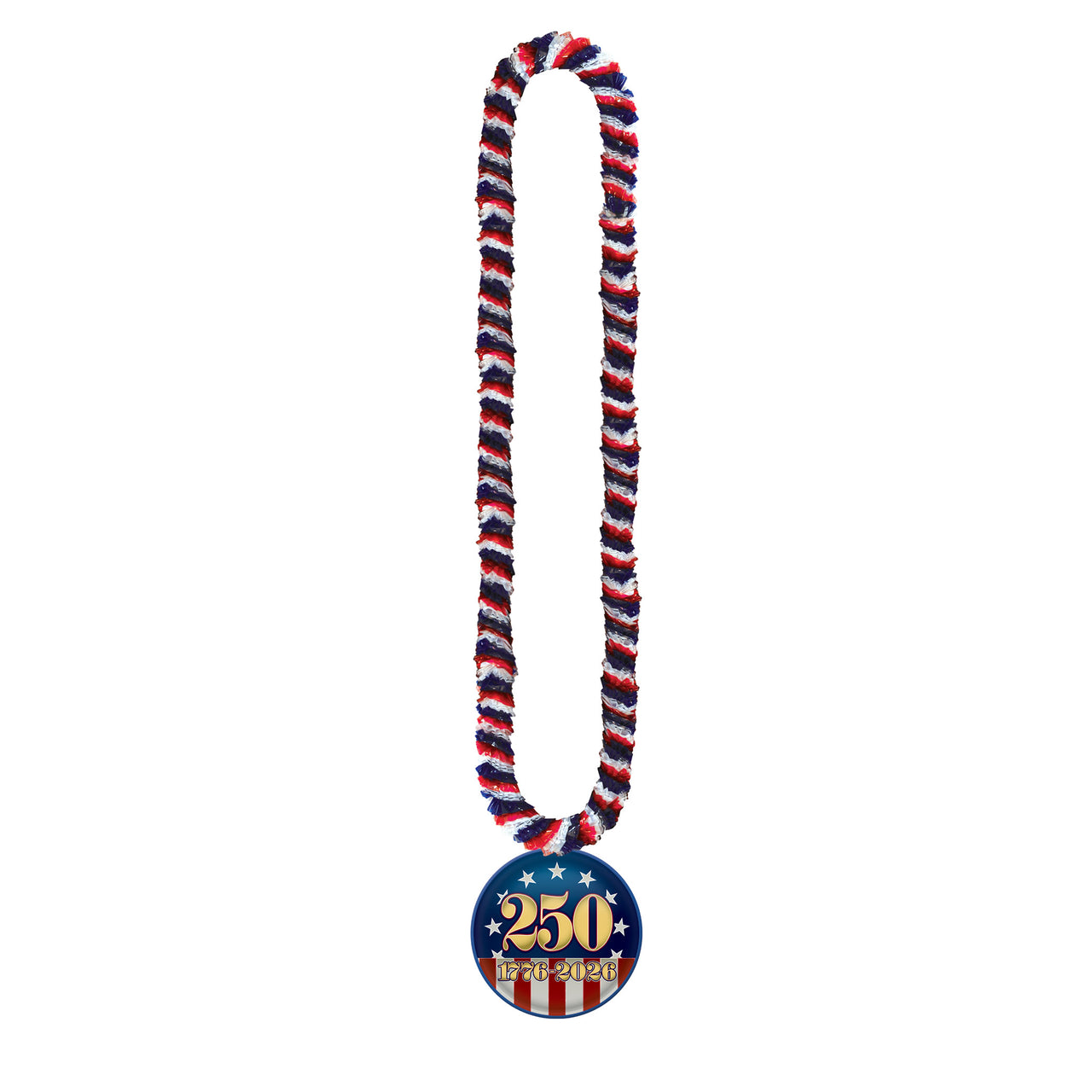 Soft-Twst Poly Leis w/Semiquin Medallion, 2" x 36", Leis, Patriotic