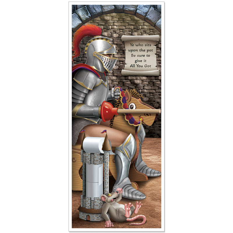 Knight Restroom Door Cover, 6' x 30", Hanging Decorations, Medieval