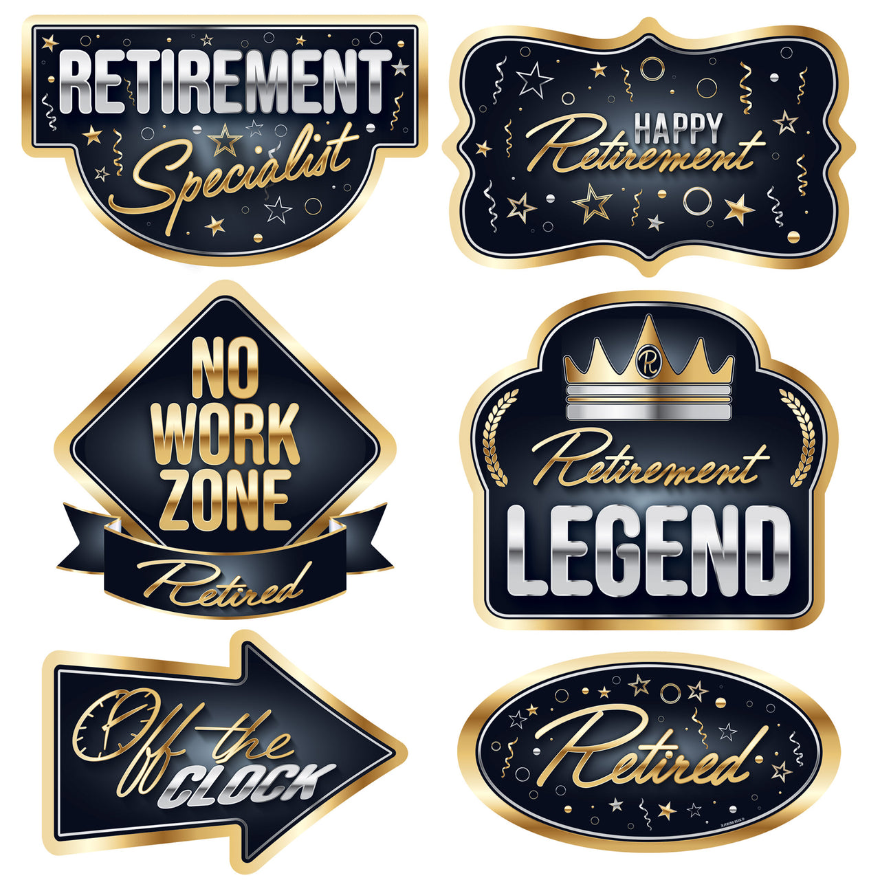 Happy Retirement Cutouts, 9"-10.75", Cutouts, Retirement