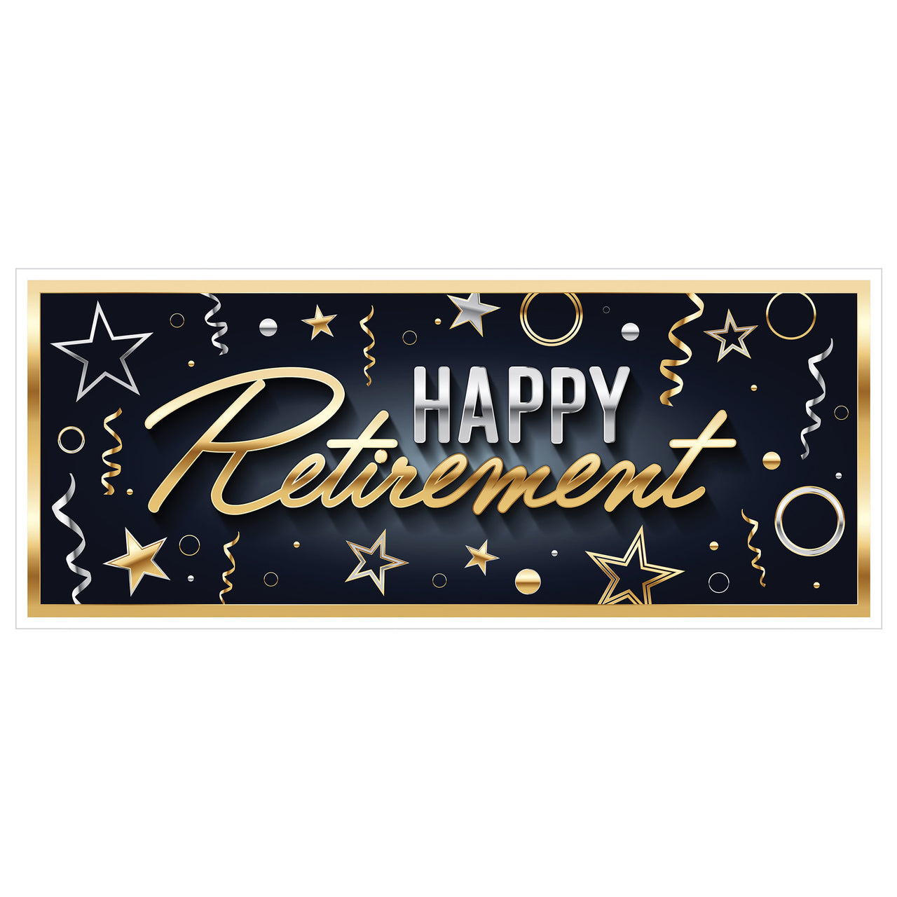 Happy Retirement Oversized Sign Banner, 30" x 6', Banners, Retirement