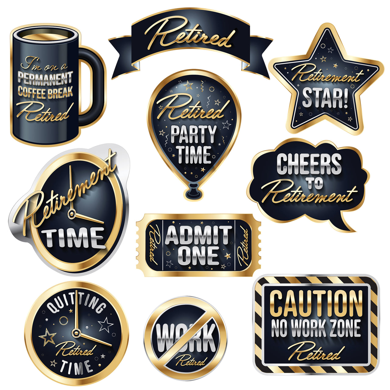 Happy Retirement Photo Fun Signs, 6"-11.75", Photo Accessories, Retirement