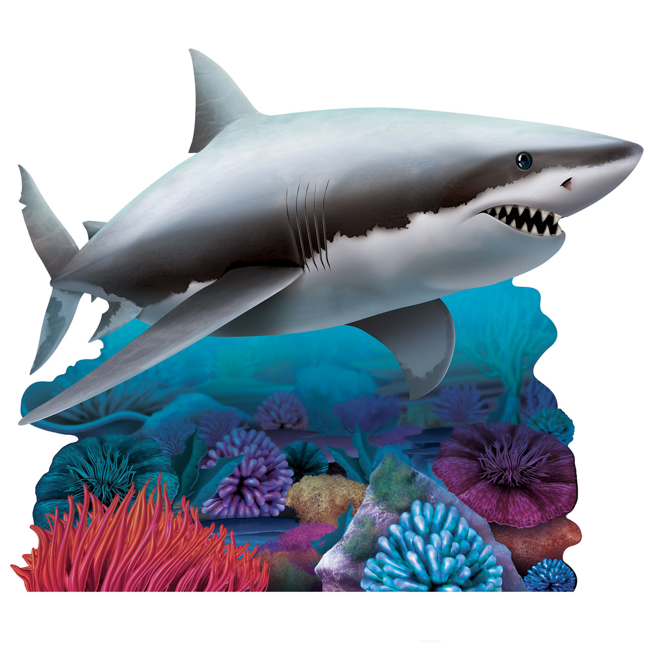 Shark Stand-Up, 3' 8.25" x 4' 4", Novelty Items, Shark, New Press Line Items, Under The Sea