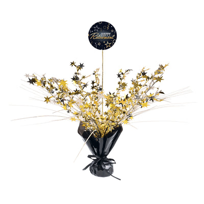 Happy Retirement Gleam 'N Spray Ctrpc, 18", Centerpieces, Retirement