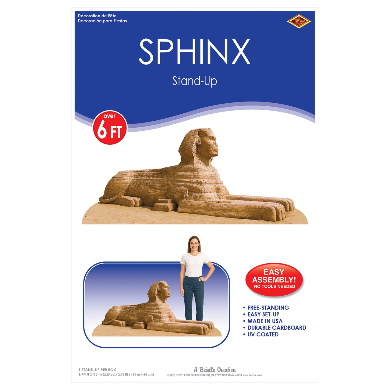 Sphinx Stand-Up Prop - Ancient Egypt Decor (33" x 6' 5.25")