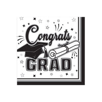 Congrats Grad Black Beverage Napkins - 36 Ct. (2-Ply)
