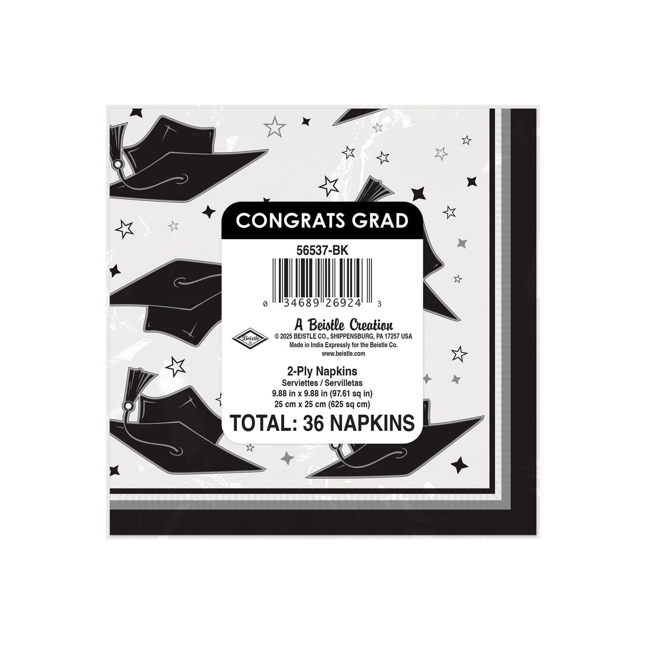 Congrats Grad Black Beverage Napkins - 36 Ct. (2-Ply)
