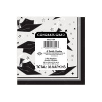 Congrats Grad Black Beverage Napkins - 36 Ct. (2-Ply)