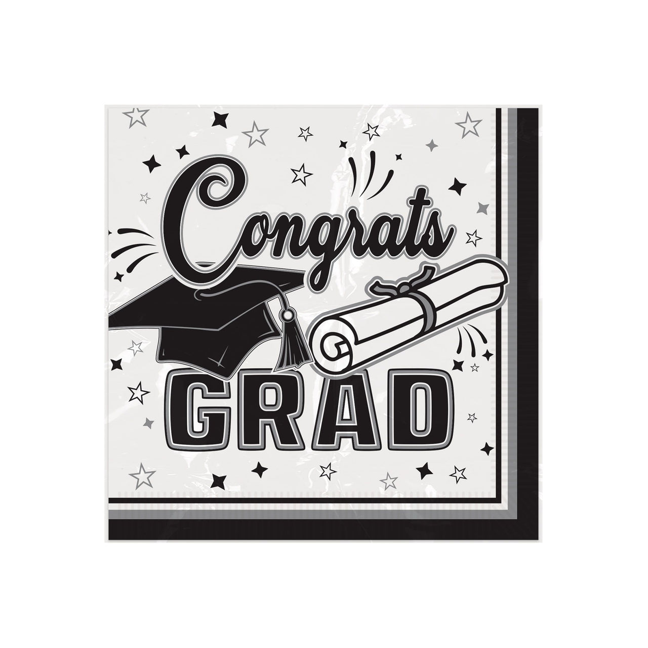 Congrats Grad Black Beverage Napkins - 36 Ct. (2-Ply)