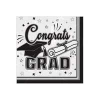 Congrats Grad Black Beverage Napkins - 36 Ct. (2-Ply)