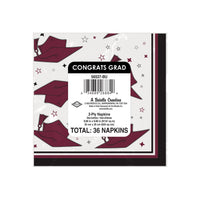 Congrats Grad Burgundy Beverage Napkins - 36-Count Pack