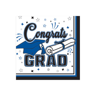 Congrats Grad Blue Beverage Napkins - 36 Ct. 2-Ply Graduation Supplies