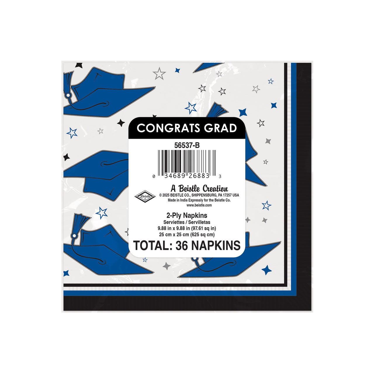Congrats Grad Blue Beverage Napkins - 36 Ct. 2-Ply Graduation Supplies