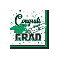 Congrats Grad Green Beverage Napkins - 36 Ct. (2-Ply)